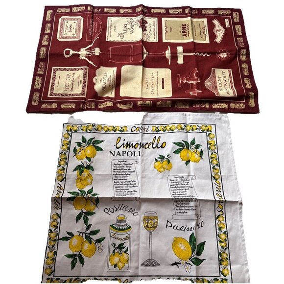 White Other - Cotton kitchen towels Made In France Burgundy & White
